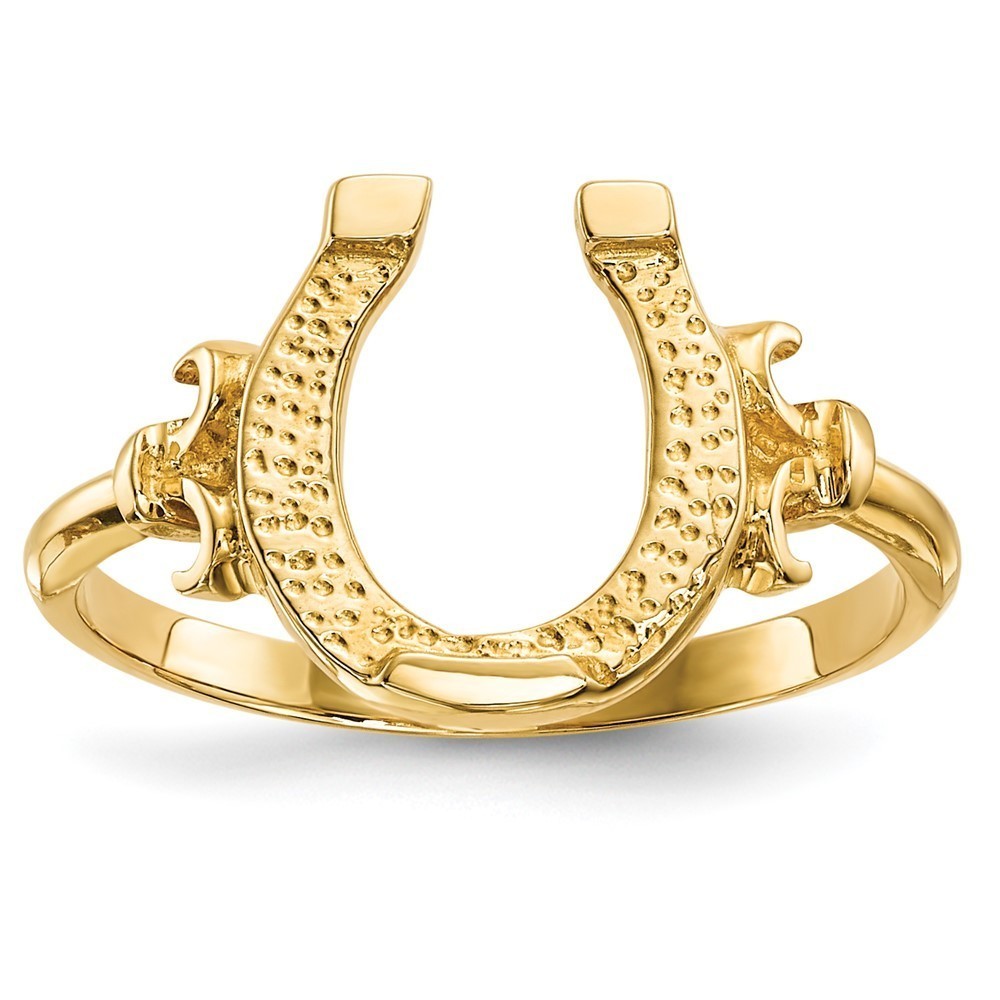 14k Yellow Gold Equestrian Fine Jewelry Horseshoe Ring
